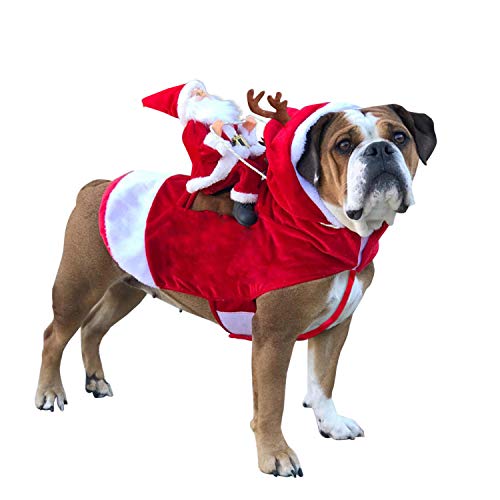 Boodtag Hundepullover Weihnachten Kostüm Winter Warme Sweatshirts Haustier Kleidung für Hunde Rot Niedlich Weihnachtsmann Figur Winter Warm Jacke mit Kapuze (Weihnachtsmann, M)