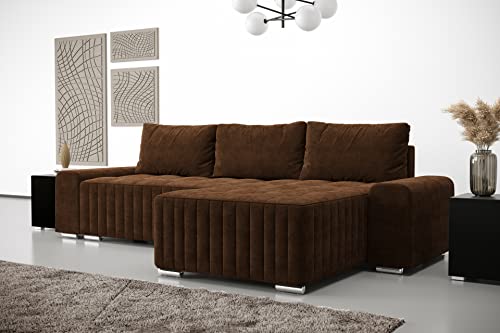 Furnitech Ecksofa M5 mit Schlaffunktion Sofa mit Bettkasten Polsterecke Schlafsofa Sofagarnitur (Ecksofa Rechts, M5-90-G1B-GPMIK-BR20 groß)