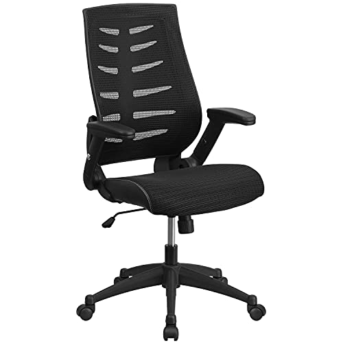 Flash Furniture Stuhl mit hoher Rückenlehne, Netzstoff, Schwarz, Metall, 24.75" W x 24" D x 41.75"-45.50" H
