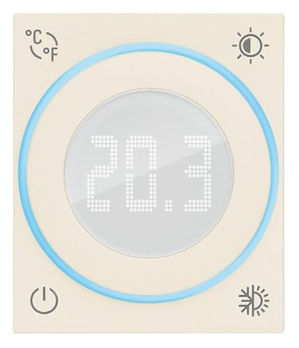 VIMAR 30810.C Smart Roll-Thermostat Linea, Relaisausgang, Eingang für Außentemperatursensor, ON/OFF und PID, Hintergrundbeleuchtung mit Dimmung, Hanf, 2 m