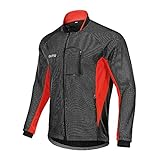 Winter Windproof Fahrradjacke, Herren Radjacken Für Herren MTB Mountainbike Jacke Visible Reflective Fleece Warm Jacket (4XL,Rot)