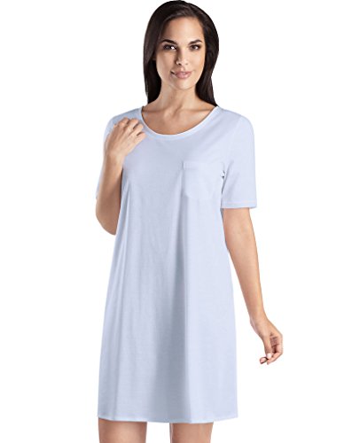 HANRO Damen Nachthemd 1/2 Arm 90 cm Cotton Deluxe Nachthemd, Blau (blue glow 0511), 50 (Herstellergröße: XL)
