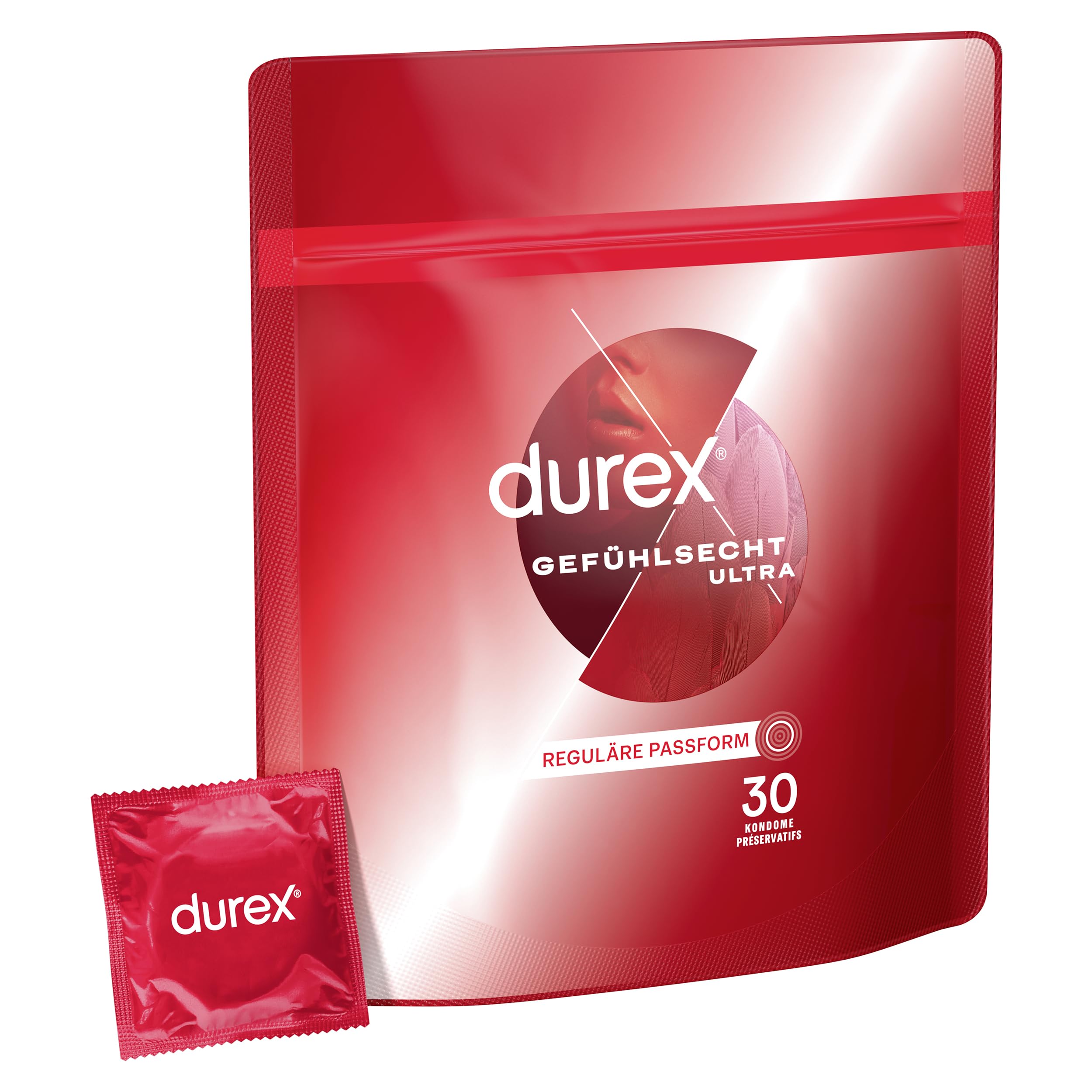 Durex Gefühlsecht Ultra Kondome – Extra dünne Spitze & mit Silikongleitgel befeuchtet – 30er Pack (1 x 30 Stück)