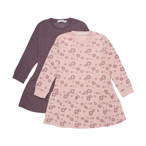 MINYMO Girl's Sweat LS (2-Pack) Casual Dress, Misty Rose, 128