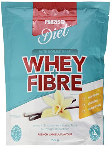 Prozis Whey + Fibre 900 g - Diät Molkenprotein mit Ballaststoffen, ideal zur Gewichtskontrolle und zum Gewichtsverlust - Vanille