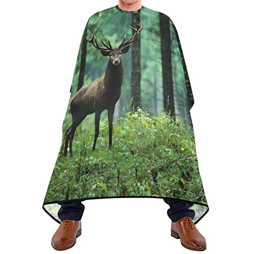 Shaving Beard Hairdressing Haircut Capes - Wild Deer In Forest Professional Waterproof with Snap Closure Adjustable Hook Unisex Hair Cutting Cape