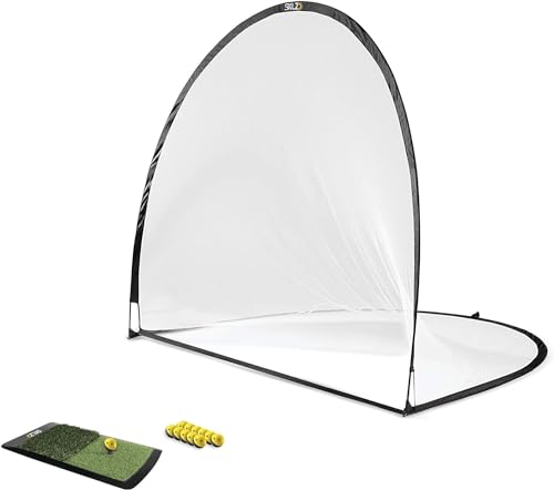 SKLZ Unisex-Adult Home Golf Driving Range Kit mit Netz, Golfbällen, Startrampe und Abschlägen, Schwarz/Gelb, 1 Size