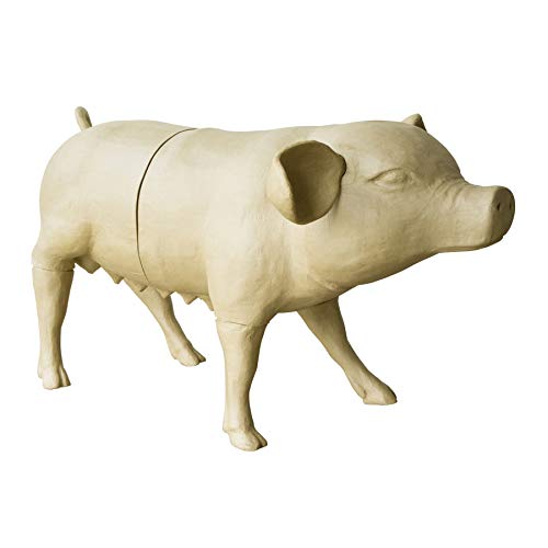Décopatch XLA35C Schwein Mutter (aus Pappmaché, Größe XL, 127 x 74 x 72 cm, zu Personalisieren) 1 Stück natur