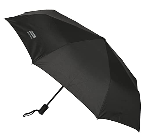 Safta Business Black - Automatischer faltbarer Regenschirm, 8 Paneele, Metallstäbe, bequem und vielseitig, Qualität und Stärke, 33-62 cm, Polyester-Material, Schwarz, Schwarz, Estándar, Lässig