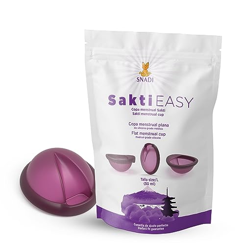 Menstruationsdisk Sakti EASY - wiederverwendbare Menstruationstasse aus Silikon, flach und ultradünn. Einfach an- und auszuziehen. Perfekte Passform für aktive Frauen. 50 ml.