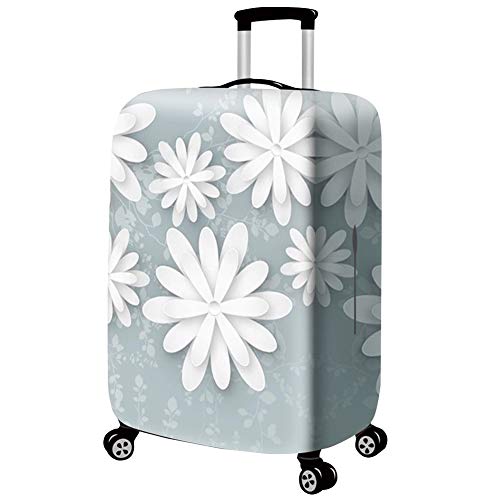 Haodasi Blume Grau Kofferhülle Reisekoffer Schutz (ohne Koffer) Größe L Passt 26-28 Zoll, Elastisch Kofferschutzhülle Gepäckabdeckung
