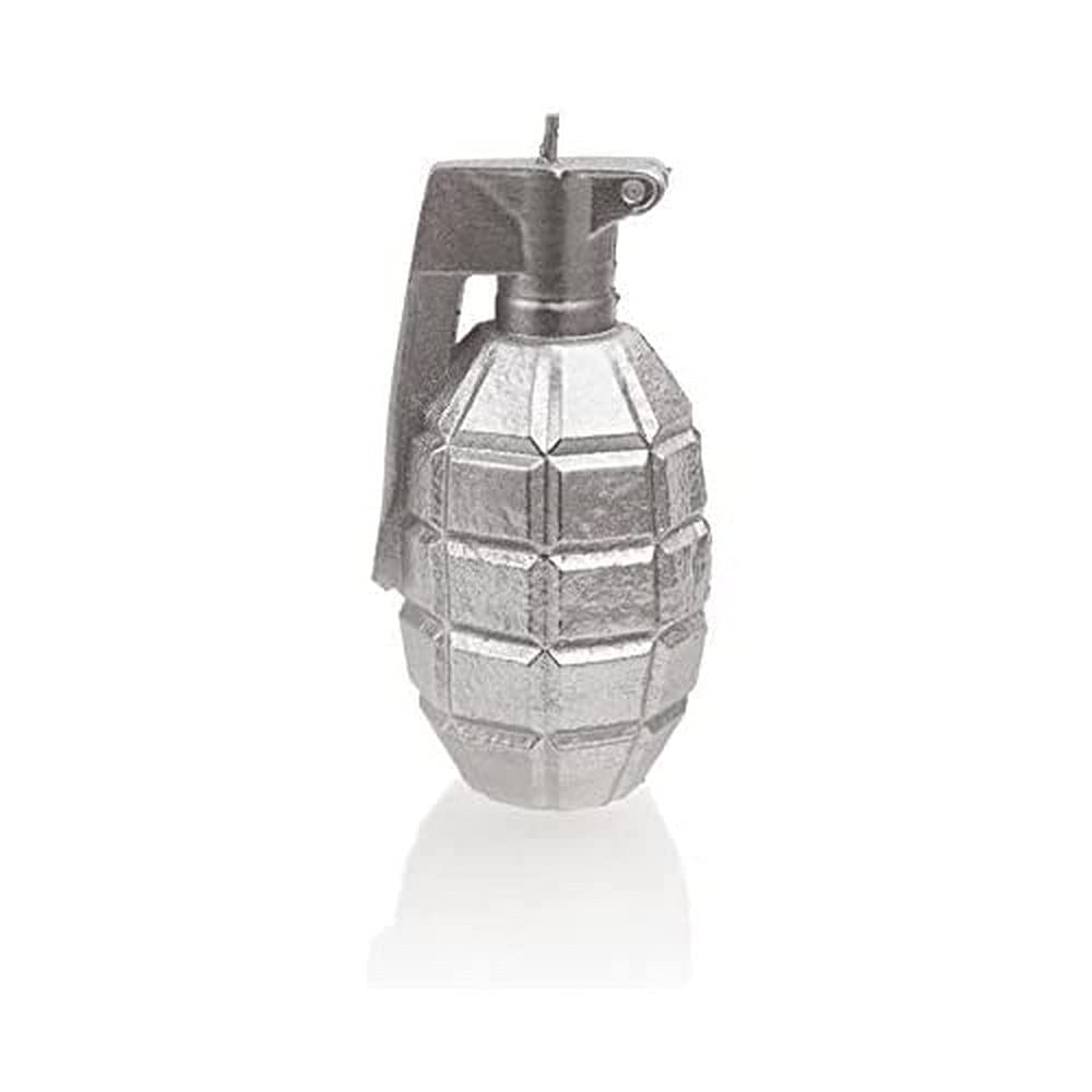 Candellana Handmade Grenade Kerze Geschenk- Lustig - Dekorative Kerze - Home Décor - Geschenke für Freunde - Baumwolle Docht - Brenndauer 12h - Silver Kerze