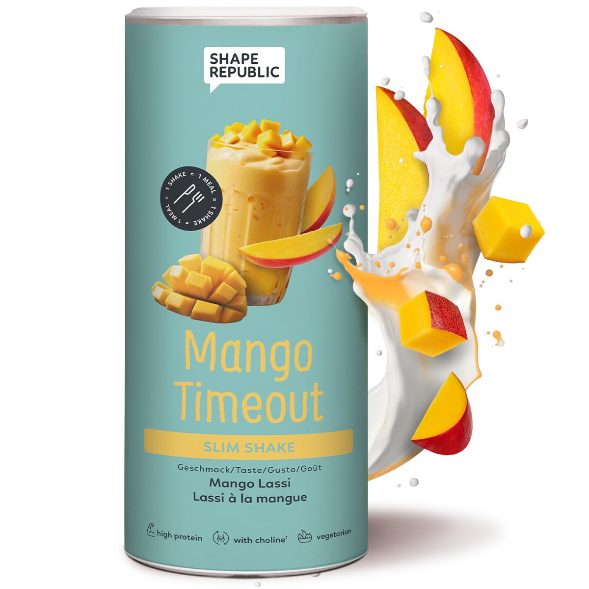 SHAPE REPUBLIC Mango Lassi - Abnehm Shake - Proteinreich - Enthält 24 Vitamine & Mineralstoffe - Diät Shakes zum Abnehmen