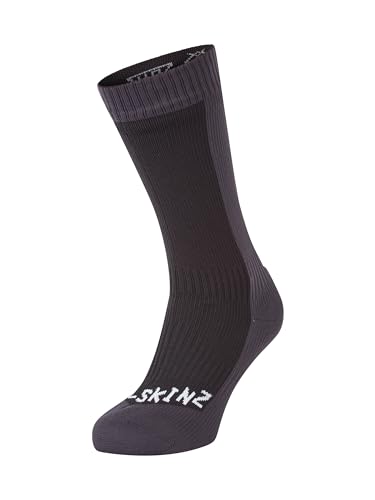 SealSkinz Waterproof Cold Weather Mid Length Sock, Black/Grey, XL