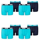 PUMA 8 er Pack Boxer Boxershorts Jungen Kinder Unterhose Unterwäsche, Farbe:789 - Bright Blue, Bekleidung:176
