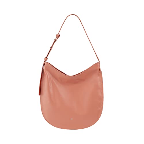 DUDU Damen Umhängetasche aus weichem Leder, Hobo Bag mit Reißverschluss, große verstellbare farbige Umhängetasche Flamingo rosa