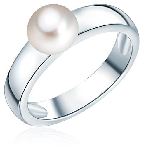 Valero Pearls Damen-Ring 925 Silber rhodiniert Perle Süßwasser-Zuchtperle Creme Gr. 54 (17.2) - 609250093