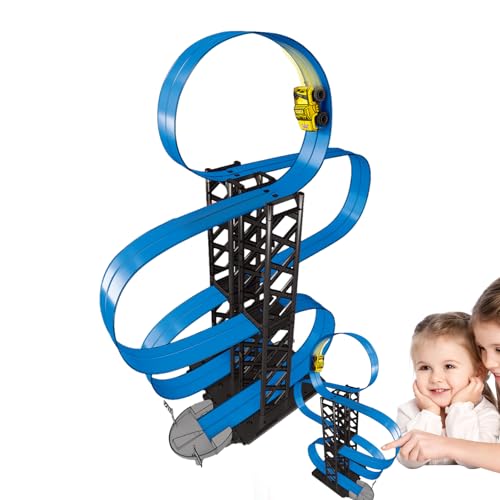 HAMIL Rennbahn-Spielzeug,Slot-Car-Rennbahn-Sets - Reibungsbetriebene Autos - Flexible Magnetbahn, einfach zu montieren, reibungsbetriebenes Rennstreckenspielzeug mit 2 Autos für Kinder im Alter von 4