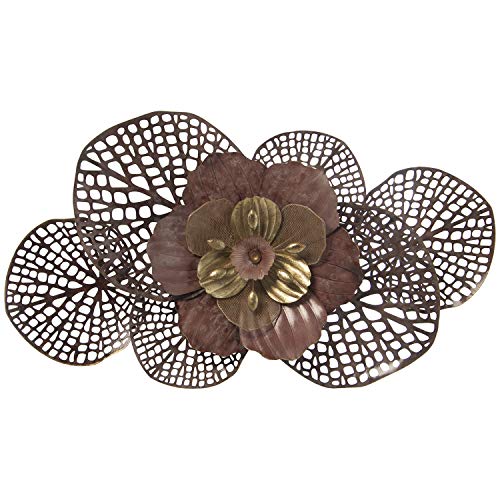 DRW Wandleuchte rechteckig mit Blume und Kreisen aus Metall 89 x 10 x 49,5 cm