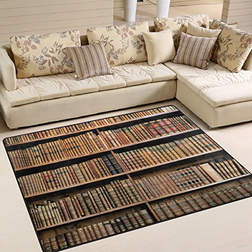 Use7 Teppich, Motiv: alte Bücher in der Bibliothek, für Wohnzimmer, Schlafzimmer, Textil, mehrfarbig, 160cm x 122cm(5.3 x 4 feet)