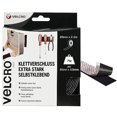 VELCRO Brand - Klettband - Extrastark - 50 mm x 2.5 m - Rolle - Schwarz