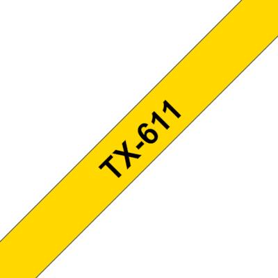 Brother TX611 Schriftbandkassette gelb auf schwarz 6mm x 15m laminiert für P-touch series