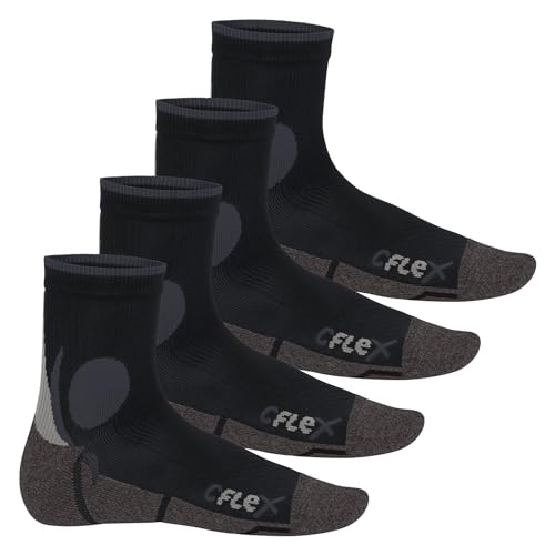 CFLEX Damen und Herren Running Funktions-Socken (4 Paar) Laufsocken - Schwarz-Grau 43-46
