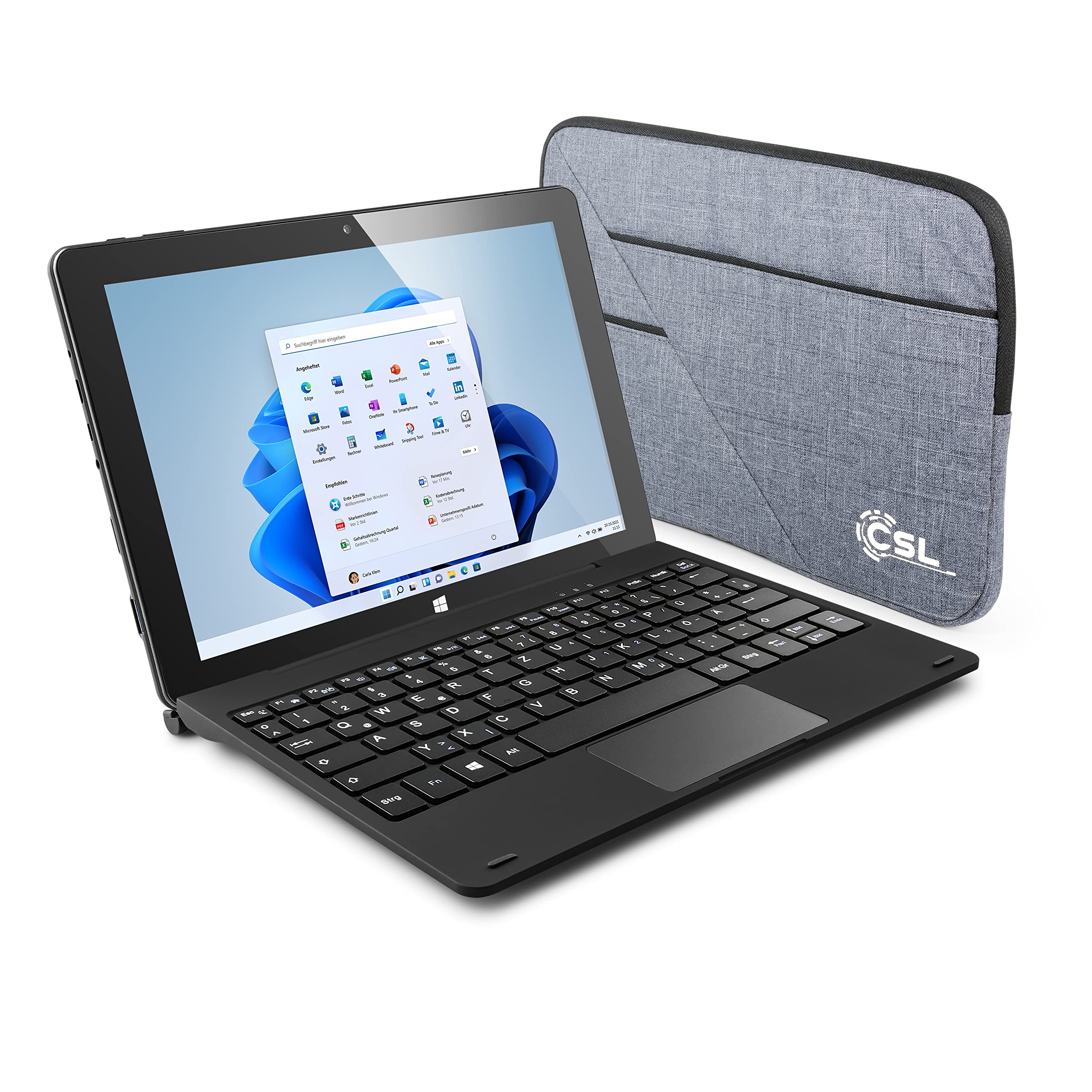 Tablet CSL Panther Tab HD Windows 10 Home mit Tastatur und Tasche, 10,1 Zoll 1920x1200 IPS, Intel N4120 CPU 4x2600 MHz, 128 GB eMMC SSD, 4 GB DDR4-RAM, USB 3.1 Typ A&C, HDMI, WLAN, BT