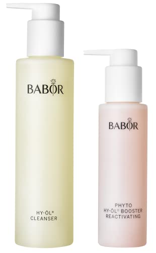 BABOR Reinigungs Set für müde Haut, mit Hy-Öl Cleanser und Hy-Öl Booster Reactivating Kräuterextrakt, Für porentiefe Reinigung, 2-teilig