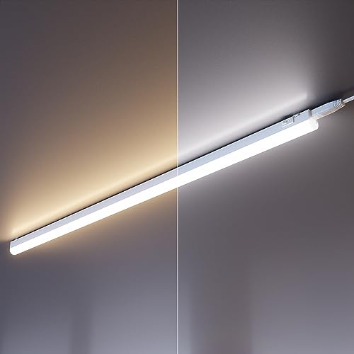 ledscom.de 3er Set LED Unterbau-Leuchten Rigel, je 87,3cm, mit Schalter, Farbtemperatur einstellbar (3000K / 4000K), 10W, 1000lm