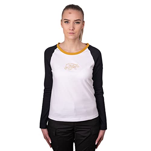 FORSBERG Longsleeve Hedda Damen Shirt Langarm zweifarbig mit polygonem Bären Logo auf der Brust, Farbe:weiß/Bronze, Größe:XXL