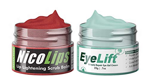 Glamouröse Hub Bella Vita Bio Combo Unter Augencreme für Frauen & Männer und Lippenbalsam Peeling für dunkle Lippen NicoLips