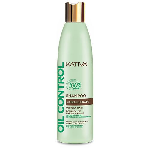 Kativa Oil Control Shampoo für fettiges Haar, 335 ml, Kontrolle der Fettwurzeln, 48 Stunden Tiefenreinigung, sulfatfreies Shampoo, reinigender Ton und eine Mischung aus Zitrusfrüchten