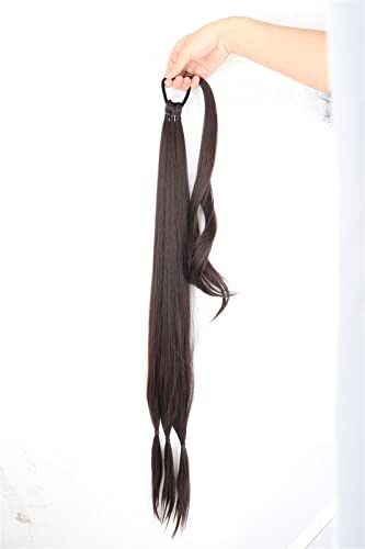Pferdeschwanz-Verlängerung 34-Zoll-synthetische geflochtene Pferdeschwanz-Haarteile mit elastischem Gummiband, hitzebeständige Hochtemperaturfaser, geeignet for Frauen Haarteil für Frauen (Color : 4