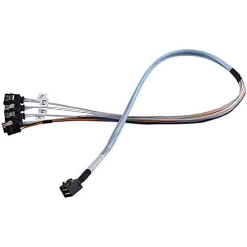 SilverStone SST-CPS03-RE - Internes Mini SAS zu SATA Kabel, reversed, 36pin SFF8087 Stecker(Target) zu 4x 7pin SATA Stecker (HOST) mit Sideband-Kabel (SGPIO) , 50 cm