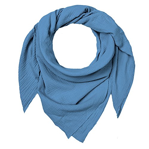 Blausberg Baby - Musselin-Tuch für Damen als Halstuch Schal (Kornblumen Blau) - alle Materialien OEKO-TEX Standard 100 zertifiziert - handgefertigt in Hamburg