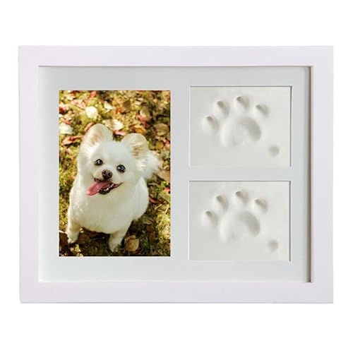 Haustier-Gedenk-Bilderrahmen Personalisierter Fotorahmen für Haustiere mit Pfotenabdruck für den Fußabdruck Ihres Haustiers ，Geeignet für Hunde, Katzen und andere Tiere Größe 15cm*10cm (Walnuss)