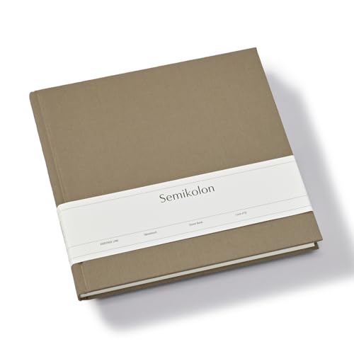 Semikolon 370071 Gästebuch – 25 x 23 cm – mit 180 blanko Seiten zum Selbstgestalten, Lesezeichen – fango beige