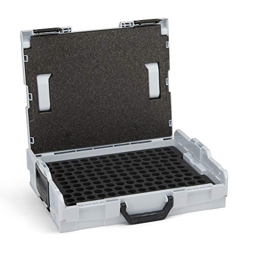 Sortierboxen für Kleinteile | L-BOXX 102 (grau) mit Insetboxenset für Brennerdüsen | Profi Werkzeugkoffer leer inkl. Sortimentskasten Einsätze