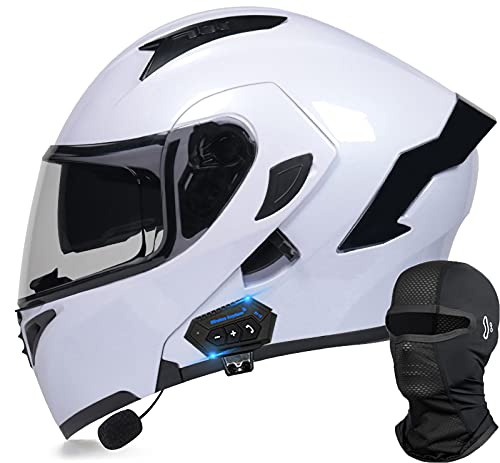 Motorradhelm Modulare Klapphelm Mit Bluetooth Integrierter Bluetooth ECE/DOT Genehmigt Motorrad Full Face Helm Rollerhelm Anti-Fog-Doppelspiegel Sturzhelm FüR Damen Herren F,M=(55-56CM)