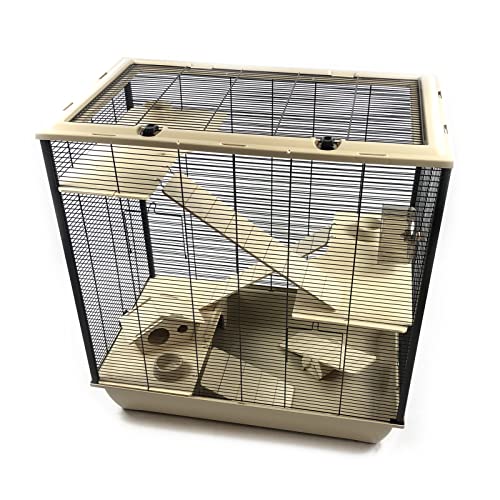 ZooPaul XXL Hamsterkäfig Fargo viel Zubehör aus Holz Hamster Ratten Degus Käfig für Kleintiere beige