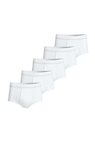 con-ta DOPPELRIPP Slip mit Eingriff 5er Spar-Pack, anschmiegsame Unterhose für Herren, Unterbekleidung aus 100% Baumwolle, Weiß | Größe: L