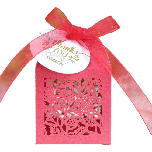 Haveratio 50 Stück Valentinstag-Verpackung, Süßigkeiten-Box, Dekoration, Rosenblüten, Süßigkeiten-Boxen für süße Hochzeit, Dankeskarte