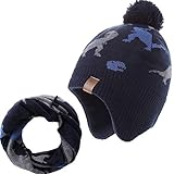 Monimo Jungen wintermütze Stricken Hut Verdicken Ohrenschützer Hut für Kinder