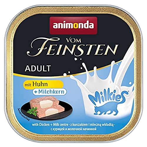 animonda Vom Feinsten Adult Katzenfutter, Nassfutter für ausgewachsene Katzen, mit Huhn + Milchkern, 32 x 100 g