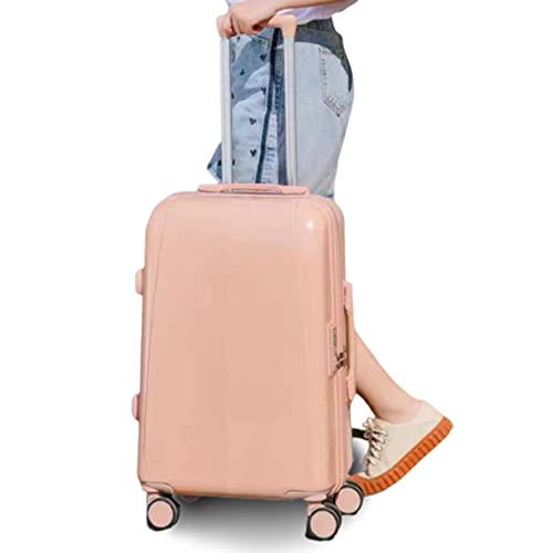 PRUJOY Trolley-Reise-Passwort-Gepäck, geräuschloser Universal-Rollen-Trolley-Koffer, verstellbar mit Mehreren Geschwindigkeiten, eingebetteter Passwort-Lock-Koffer (Pink 38 * 26 * 62CM)