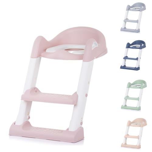 Chipolino Toilettenaufsatz, Toilettensitz mit Leiter, Griffe, Fußstütze, kompakt, Farbe:pink