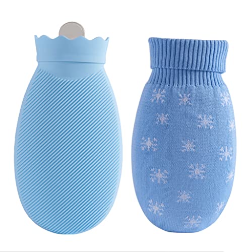 Silikagel-Wärmflasche mit Wassereinspritzung, mit Abdeckung, gestrickter Stoffabdeckung, kleine Kapazität, Wärmbeutel, 520 ml/17,58 oz