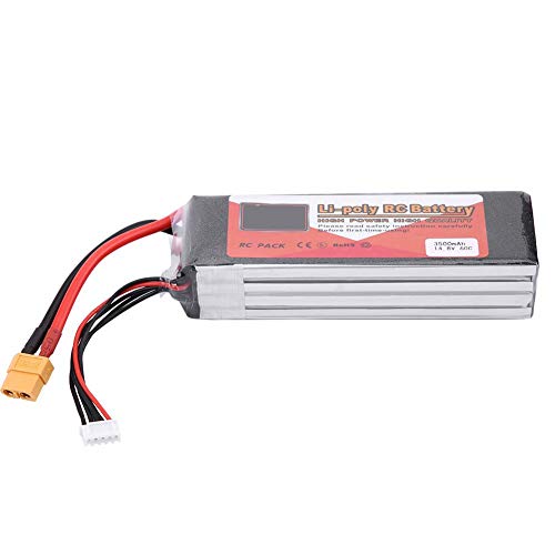 Dilwe 14,8 V LiPo-Batterie, Leistung 1500 mAh 5000 mAh 5500 mAh Wiederaufladbare LiPo-Batterie mit XT60-Stecker f¨¹r RC-Auto/Flugzeug/Boot/Flugzeug (3500 mAh 60 ¡ã C)