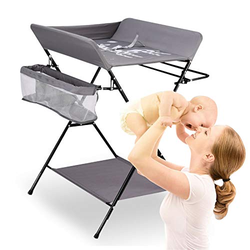 Klappbarer WickeltischMobiler Wickeltisch für Kinder Baby Kombi mit Ablagefächer Sicherheitsgurt (Ohne Mobil Rollen)
